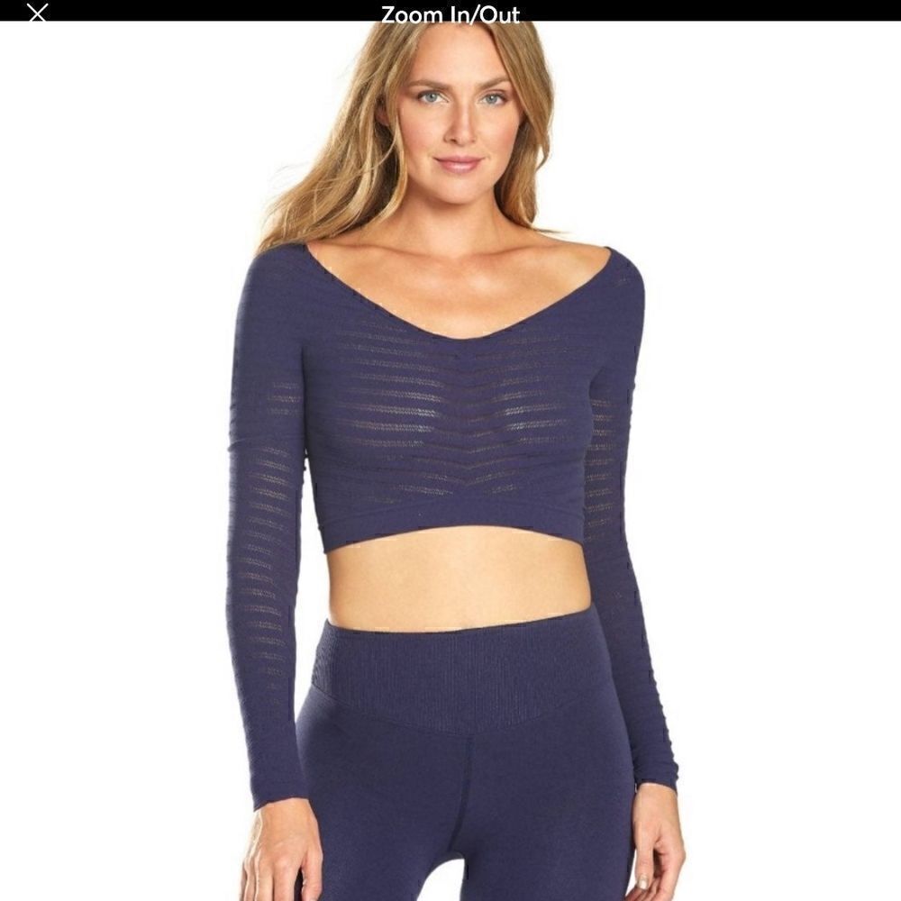 NWT Free People Long Sleeve Top "Gone Adrift" in Eclipse Blue Medium